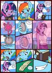  anthro blood clothed clothing comic duo english_text equine female friendship_is_magic hair hi_res horn linedraweer lyndor mammal multicolored_hair my_little_pony open_mouth pegasus rainbow_dash_(mlp) speech_bubble teeth text tongue twilight_sparkle_(mlp) unicorn wings 