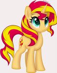  2016 animated ctb-36 cutie_mark equestria_girls equine equum_amici female feral fur green_eyes hair horn mammal multicolored_hair my_little_pony orange_fur simple_background smile solo sunset_shimmer_(eg) two_tone_hair unicorn white_background 