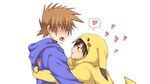  all_male blush cosplay hoodie male maruki_(punchiki) ookido_green pokemon red_(pokemon) shounen_ai vector 