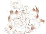 &lt;3 2016 ambiguous_gender anthro anthrofied belly big_belly breasts canine claws cownugget dialogue digestion drooling english_text female forced fox fur group hair half-closed_eyes hard_vore hyper hyper_belly long_hair mammal mega_evolution mega_lucario melting multi_tail ninetales nintendo nipples open_mouth pawpads pok&eacute;mon pok&eacute;morph saliva signature sitting smile speech_bubble spread_legs spreading teeth text toe_claws tongue tongue_out video_games vore zoroark 