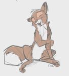  2016 canine eyes_closed feral fox male mammal simple_background sitting sketch smile tuke white_background 