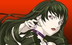  choker dominura drill_hair green_hair highres lipstick long_hair makeup nail_polish negativezero pink_nails purple_eyes red_lipstick simoun solo vector_trace wallpaper 