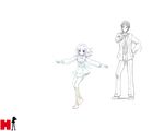  1girl artist_request dancing kyon monochrome sketch suzumiya_haruhi suzumiya_haruhi_no_yuuutsu wallpaper 