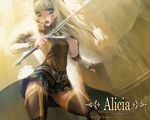 alicia_(valkyrie_profile_2) ass_visible_through_thighs blonde_hair blue_eyes boots character_name copyright_name hairband long_hair miniskirt overskirt puffy_sleeves skirt solo standing sword thigh_boots thighhighs thighs thomasz valkyrie_profile valkyrie_profile_2 wallpaper weapon zettai_ryouiki 