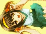  brown_hair cheerleader kobayashi_yuuji short_hair solo suzumiya_haruhi suzumiya_haruhi_no_yuuutsu wallpaper 