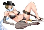  1girl bikini breasts hat high_heels huge_breasts solo sword tatsunami_youtoku weapon 
