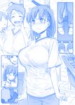  &gt;:( :d ? ^_^ ai-chan_(tawawa) blue blush braid breasts clenched_hands clipboard closed_eyes comic commentary frown getsuyoubi_no_tawawa gym_uniform height_conscious himura_kiseki imagining large_breasts loafers measuring monochrome multiple_girls open_mouth petting physical_examination shirt shoes shoes_removed short_hair side_braid silent_comic smile socks squiggle standing thought_bubble tiptoes trembling uwabaki v-shaped_eyebrows volley-bu-chan_(tawawa) 