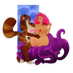  2016 anthro areola bear belly big_belly big_breasts black_nose blush breasts brown_fur brown_hair cephalopod claws digital_media_(artwork) duo female fur gloves_(marking) green_eyes hair half-closed_eyes hi_res humanoid_face kriwu long_hair mammal marine markings miyuki_(helzimgiger) multicolored_hair nimin nipples nude octopus pandaren pink_hair pregnant pubes purple_eyes purple_hair pussy raised_tail red_fur red_panda simple_background smile socks_(marking) stripes tentacles two_tone_hair video_games warcraft white_fur wide_hips 