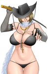  1girl bikini breasts hat huge_breasts solo sword tatsunami_youtoku weapon 