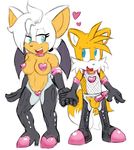  &lt;3 2016 anthro areola balls bat big_breasts breasts canine clothed clothing duo erect_nipples erection extraspecialzone female fox male mammal miles_prower nipples penis rouge_the_bat skimpy sonic_(series) 