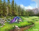  byzil detailed_background dragon duo feral grass mountain rock scaile tree 