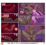  anal anthro balls blush comic deep_rimming dialogue dickgirl dragon feline internal intersex intersex/male james_howard larger_intersex lying male mammal nude on_back oral patreon purple_skin rimming sex size_difference 