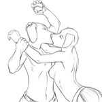  2013 anthro breasts canine clothed clothing eyes_closed female kissing male male/female mammal nateday nipples sketch topless 