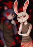  animated anthro big_ears black_background blood blood_splat cat clothing crying_blood duo eye_of_horus eyes_closed feline female flat_chested freckles fur lagomorph looking_at_viewer mammal multi_eye ouch rabbit red_eyes ruby_(rq) ruby_quest simple_background spoiler thiefofstarz tom_(rq) 