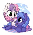  2016 blue_eyes blue_hair bobdude0 duo equine eye_contact female feral friendship_is_magic green_eyes hair hooves horn lying mammal multicolored_hair my_little_pony open_mouth pink_hair princess_luna_(mlp) purple_hair tongue tongue_out two_tone_hair unicorn young 
