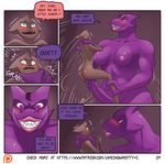  anal anal_penetration anthro balls blush breasts brown_fur butt comic dialogue dickgirl dragon feline forced fur huge_penis impossible_fit intersex james_howard larger_intersex male mammal nude patreon penetration penis purple_skin rape rape_face size_difference smile 