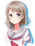  1girl blue_eyes brown_hair love_live!_school_idol_project love_live!_sunshine!! mameusa school_uniform serafuku short_hair watanabe_you 