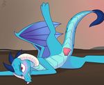  2016 anthro blue_body blush disembodied_penis dragon female friendship_is_magic lying male male/female my_little_pony penetration penis pj-nsfw princess_ember_(mlp) pussy raised red_eyes_tail scalie sex vaginal vaginal_penetration wings 