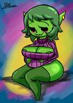  anthro belly big_breasts blush breasts cleavage clothed clothing digital_media_(artwork) female goblin goblin_princess green_hair green_skin hair huge_breasts human humanoid jyto mammal nipples not_furry pointy_ears pregnant princess royalty simple_background solo towergirls video_games 