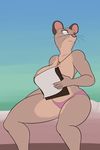  anthro big_breasts bojack_horseman breasts brown_fur censored cheese clipboard clothing female frown fur ineffective_censorship jewelry low-angle_view mammal mia_mckibben mostly_nude mouse naturally_censored necklace nipples panties rodent solo thingshappen underwear 