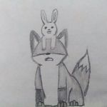  1:1 2016 :| buckteeth canine cute duo fox fur lagomorph looking_at_viewer mammal open_mouth predator/prey rabbit simple_background sketch surprise teeth traditional_media_(artwork) unknown_artist 