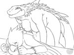  2014 all_fours ambiguous_penetration anthro avian dickgirl dickgirl/female doggystyle duo female from_behind_position intersex intersex/female line_art nateday penetration scalie sex sketch 