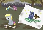  absurd_res apple-cake blonde_hair bullying crying cub cutie_mark derpy_hooves_(mlp) detailed_background equine female feral friendship_is_magic group hair hi_res mammal my_little_pony pegasus sad tears wings yellow_eyes young 