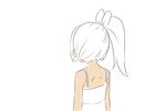  1girl :&lt; animated animated_gif arizuka_konomi brown_eyes camisole female looking_at_viewer original partially_colored satsuyo side_ponytail simple_background solo white_background 