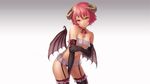  blush breasts cleavage demon elbow_gloves garter_belt horns kurione_(zassou) ribbons underwear wings 