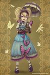  1girl agitha grass lolita_fashion nintendo pointy_ears solo the_legend_of_zelda the_legend_of_zelda:_twilight_princess twintails umbrella wings zelda_musou 