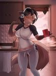  anthro beverage canine clothed clothing eyes_closed female food fox headphones inside mammal smile solo woadedfox 