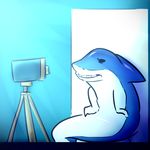  1:1 2016 anthro camera digital_media_(artwork) fish humor jawsome_george marine photoshoot shark sitting smile solo soren_(artist) teeth trinket_(artist) 