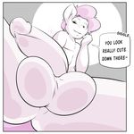  2016 anthro balls dialogue earth_pony english_text equine hair hi_res horse humanoid_penis low-angle_view male mammal my_little_pony nude penis pony sanders smile solo spread_legs spreading text 