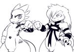  0r0 2016 anthro buru_(jaynatorburudragon) dragon fist_bump jaynatorburudragon lagomorph mammal rabbit simple_background tattoo toony 