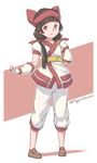  1girl amayadori_machi brown_hair cosplay fingerless_gloves gloves hair_ribbon kumamiko magma_chipmunk nakoruru nakoruru_(cosplay) ribbon samurai_spirits solo 