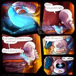  &lt;3 bed blue_eyes blush bone comic cum dialogue incest kissing licking lizheru_(artist) male male/male papyrus_(undertale) penis sans_(undertale) sitting skeleton sweat tears text tongue tongue_out undertale video_games 