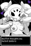  &lt;3 arachnid arthropod black_eyes breasts fangs female handjob humanoid_penis male mrcbleck muffet multi_eye multi_limb penis pigtails spider undertale video_games 