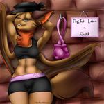  bat blue-eyes boxing boxing_gloves brick_wall clothed clothing exercise eyewear fangs female flying_fox glasses hat invalid_color invalid_color_(tan) mammal shorts smile solo sport stretching theredghost tufts wings workout 