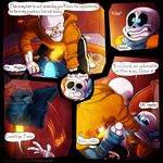  &lt;3 bed blue_eyes blush bone comic dialogue incest kissing lizheru_(artist) lying male male/male papyrus_(undertale) penis sans_(undertale) sitting skeleton sweat tears text tongue undertale video_games 