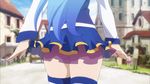  1girl animated animated_gif aqua_(konosuba) ass ass_shake blue_hair blue_skirt close-up from_behind gluteal_fold kono_subarashii_sekai_ni_shukufuku_wo! miniskirt no_panties pleated_skirt shade skirt solo 
