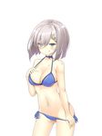  :p bad_id bad_pixiv_id bare_shoulders bikini blue_bikini blue_eyes blue_ribbon breasts choker cleavage collarbone eyes_visible_through_hair hair_ornament hair_over_one_eye hairclip hamakaze_(kantai_collection) highres kantai_collection large_breasts looking_at_viewer navel ootsuki_momiji ribbon short_hair side-tie_bikini silver_hair simple_background smile solo strap_gap swimsuit tongue tongue_out white_background 