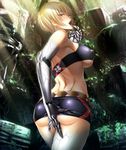  1girl ass blonde_hair breasts covering_ass erect_nipples gluteal_fold large_breasts no.16_sonia nobushito_kuro open_mouth skirt sonia_(taimanin_asagi) taimanin_asagi taimanin_asagi_battle_arena tongue underboob 