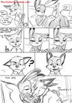  &lt;3 2016 anthro belly big_belly canine clothing comic disney duo english_text eyes_closed female fur half-closed_eyes humor judy_hopps lagomorph long_ears macdobleve mammal nick_wilde nuzzling pregnant rabbit sketch smile speech_bubble text zootopia 