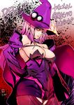  alternate_color ashiomi_masato black_sclera blazblue blazblue:_central_fiction breasts cleavage elbow_gloves gloves hat konoe_a_mercury large_breasts purple_hair solo witch_hat 