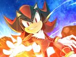  anthro black_nose building clothing footwear gloves grin hedgehog male mammal outside red_eyes shadow_the_hedgehog sky solo sonic_(series) エイムエフ 