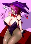  1girl anger_vein annoyed arc_system_works ass bare_shoulders black_sclera blazblue blazblue:_central_fiction breasts cleavage detached_collar erect_nipples gloves hair_over_one_eye hat highleg highleg_leotard huge_breasts konoe_a_mercury leotard long_hair looking_at_viewer orange_eyes pantyhose parted_lips phantom_(blazblue) pink_hair shiny shiny_clothes shiny_hair shiny_skin sitting solo witch_hat wrist_cuffs 