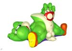  anthro anus backsack balls clothing flaccid footwear improvised_dildo improvised_sex_toy long_foreskin looking_back lying male mario_bros mostly_nude nintendo on_front penis penis_backwards perineum scalie seyrmo signature solo spread_legs spreading super_mushroom uncut video_games yoshi 