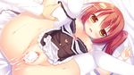  alice-san_kore_nandesuka? blush censored game_cg nopan orange_eyes pussy pussy_juice red_hair stockings sumisaki_yuzuna tie underwear 