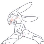 anthro anus blush disney female filthypally hand_on_butt judy_hopps lagomorph looking_back low_res mammal nude open_mouth pussy rabbit solo style_parody sweat zootopia 