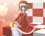  christmas koshikawa_guu original pantyhose santa_costume solo wallpaper white_legwear 